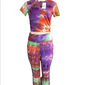 Mint/Orange/Purple 2 Piece Leggings Set